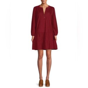 Time and Tru Burgundy Long Sleeve Dress